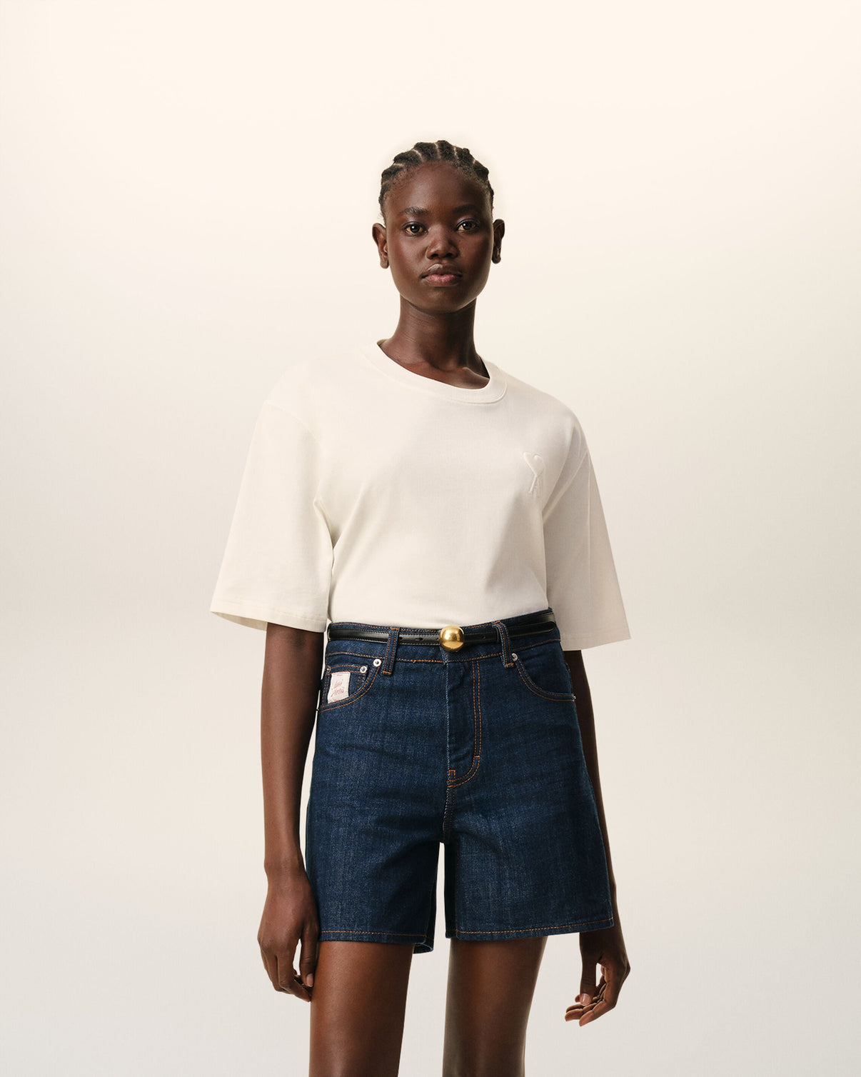 White Cotton Embossed T-shirt