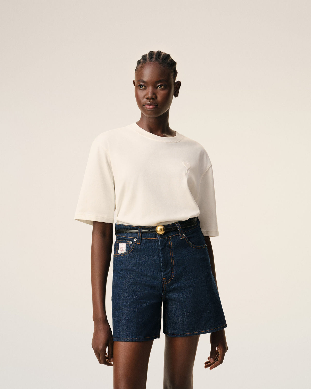 White Cotton Embossed T-shirt