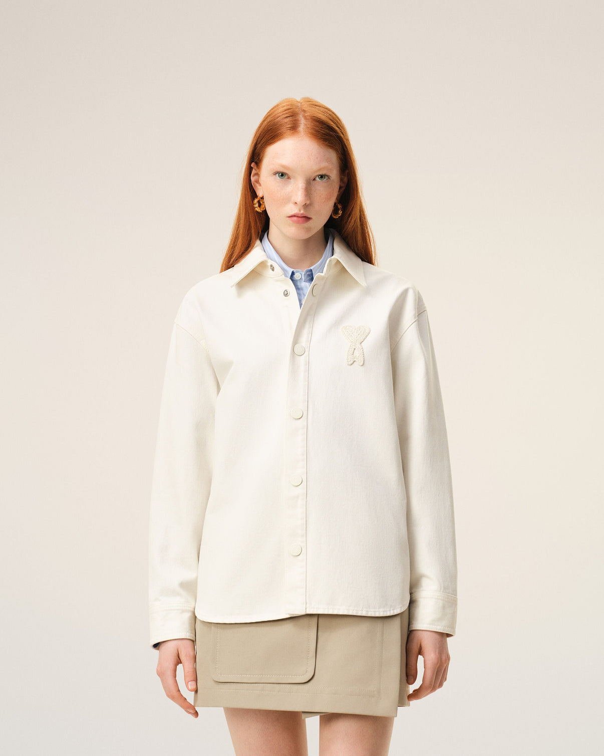 White Cotton Knitted Overshirt