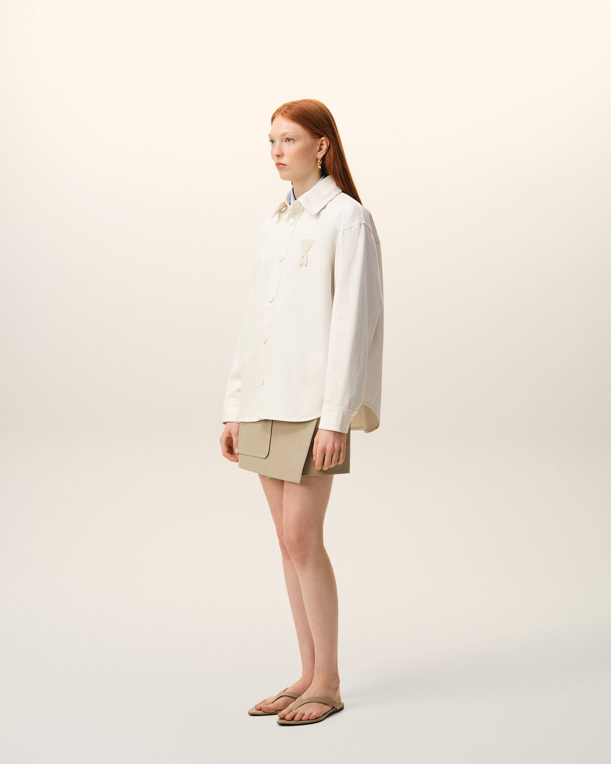 White Cotton Knitted Overshirt