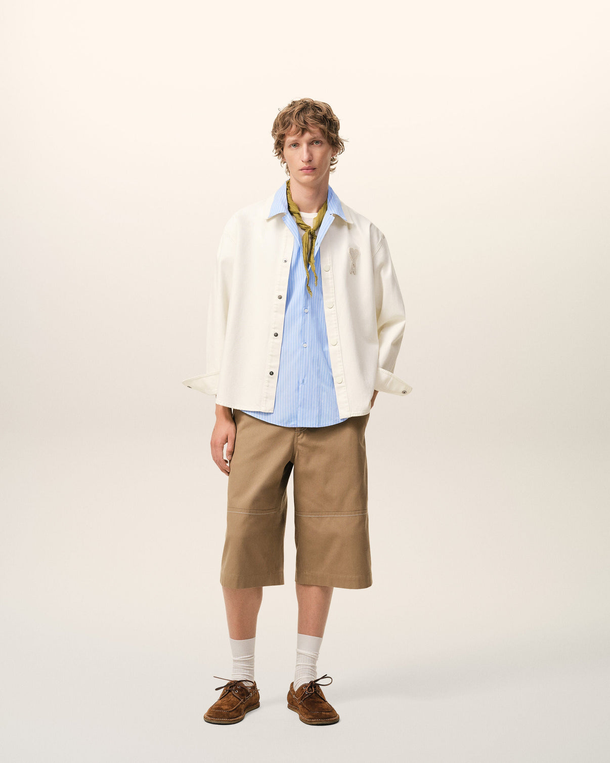 White Cotton Knitted Overshirt