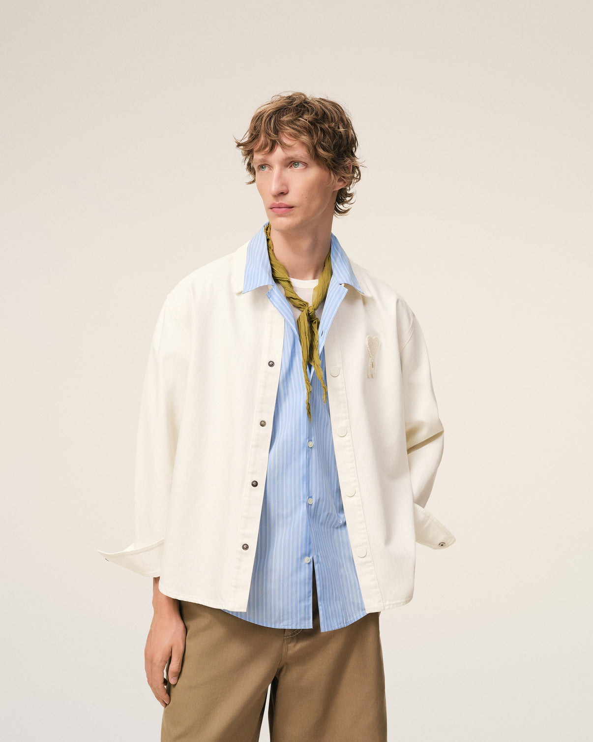 White Cotton Knitted Overshirt