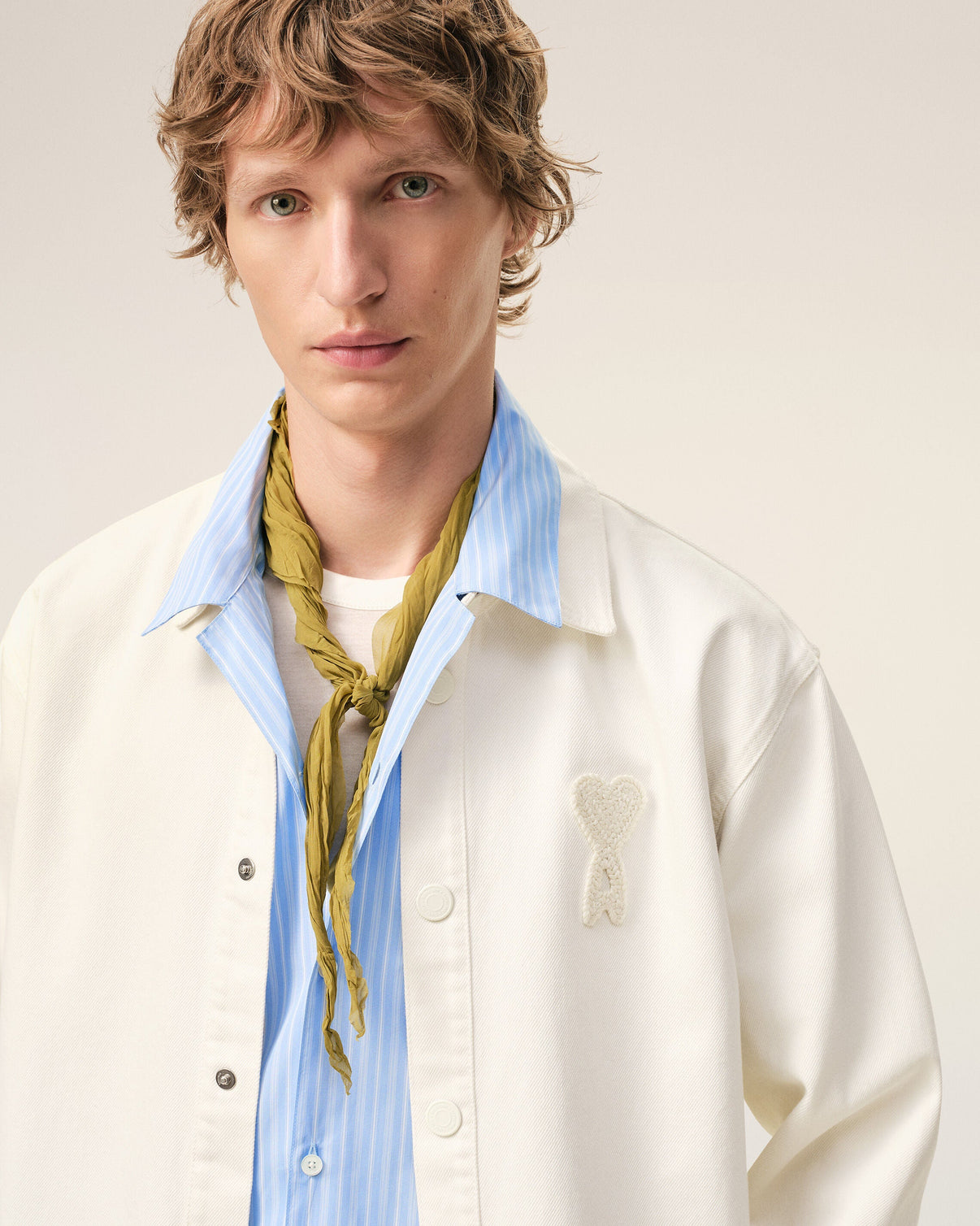 White Cotton Knitted Overshirt