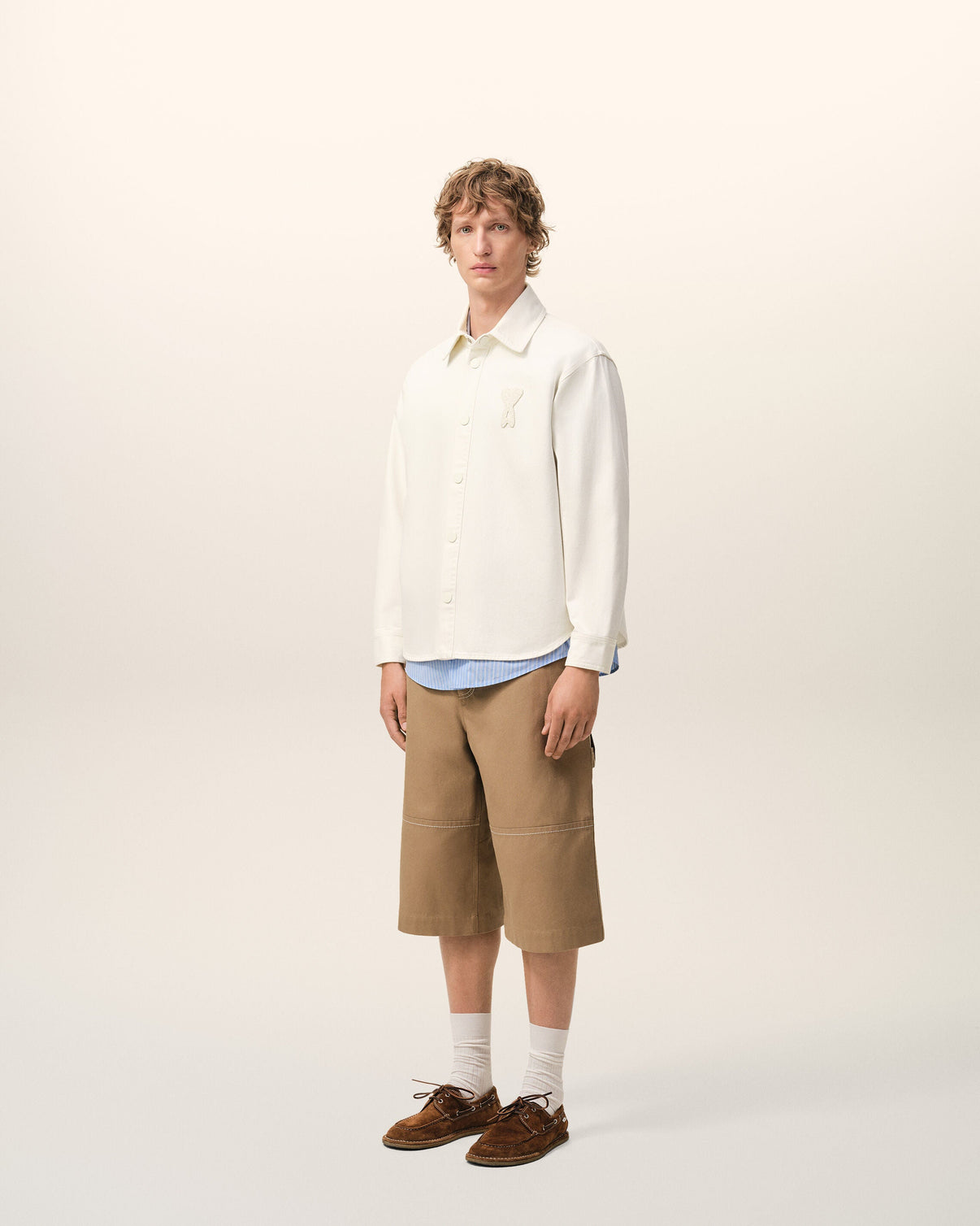 White Cotton Knitted Overshirt