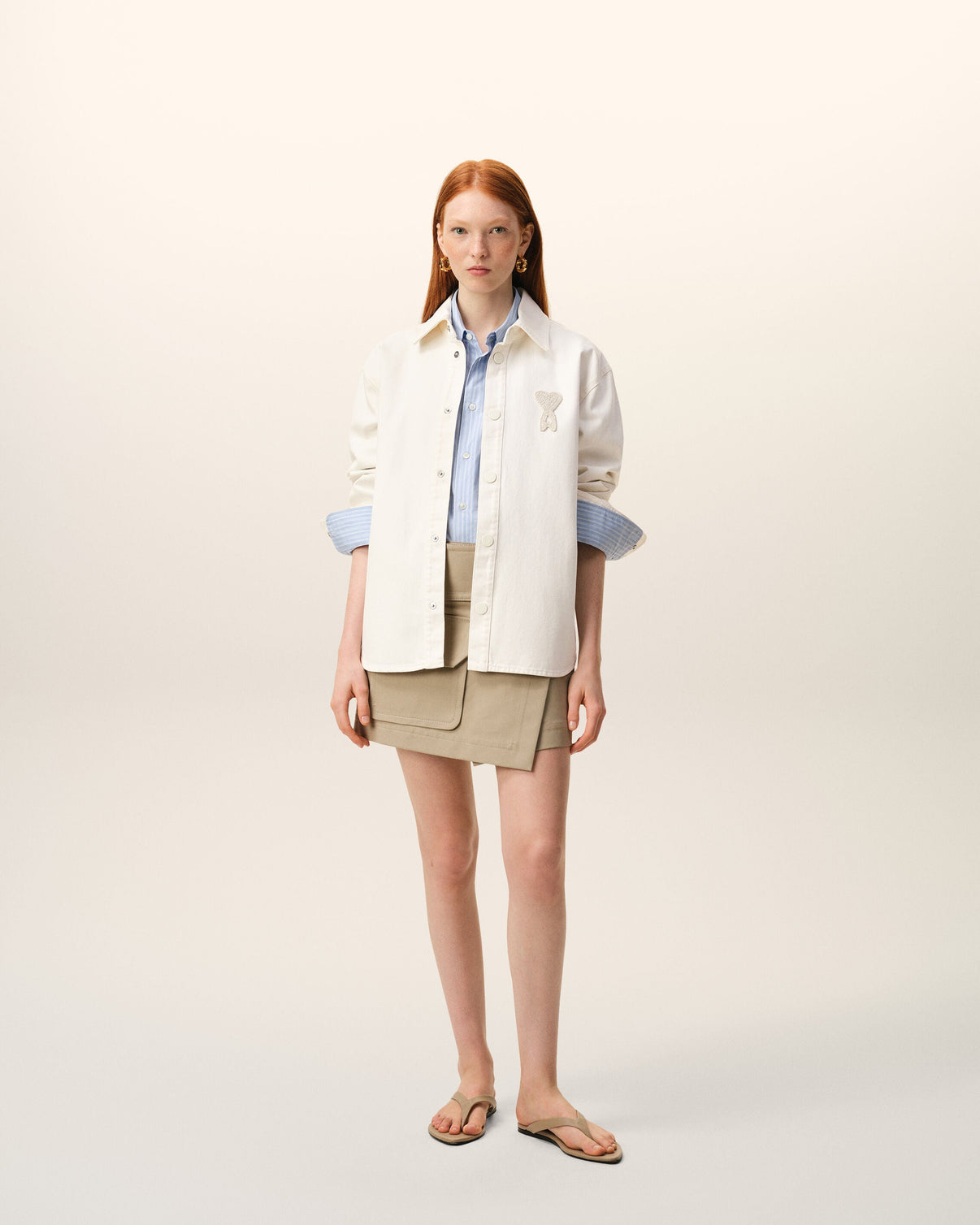 White Cotton Knitted Overshirt