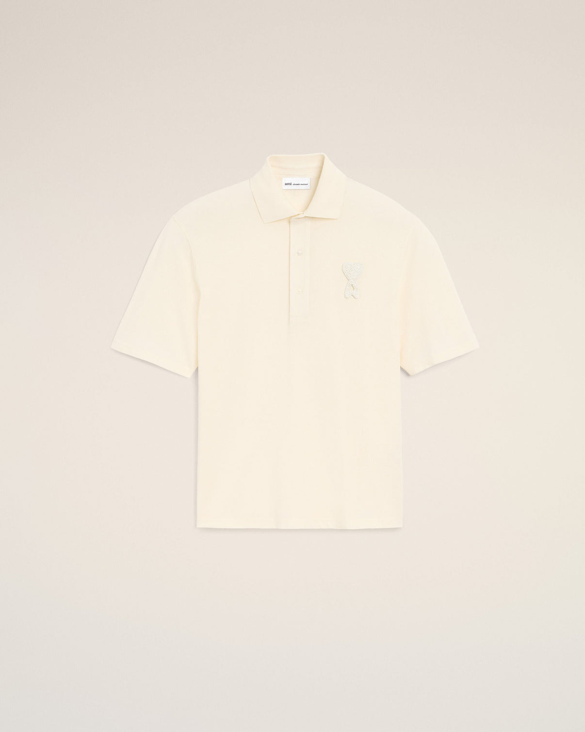 White Cotton Knitted Patch Polo
