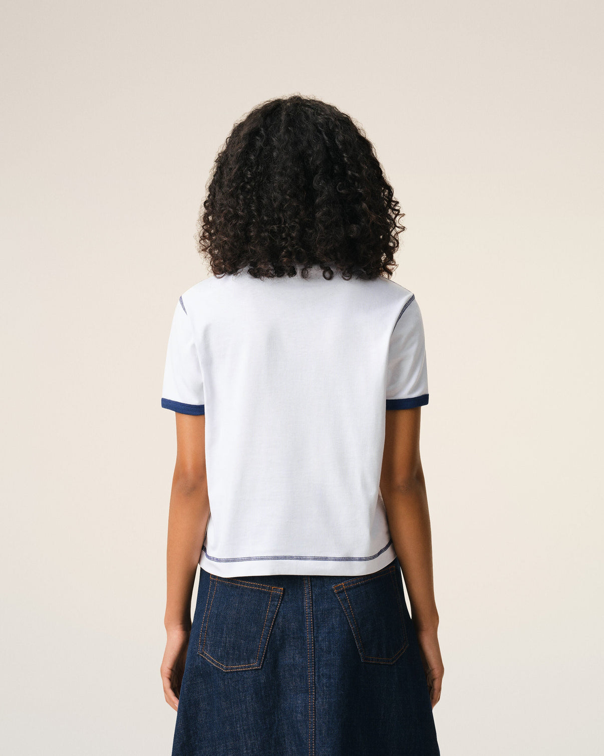 White Cotton Knitted Patch T-shirt