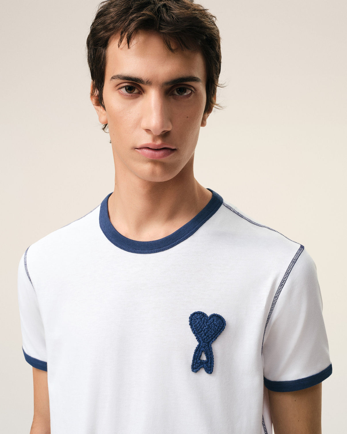 White Cotton Knitted Patch T-shirt