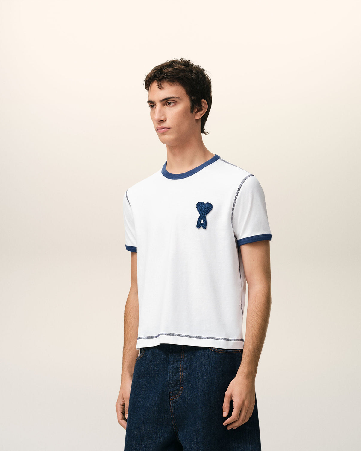White Cotton Knitted Patch T-shirt