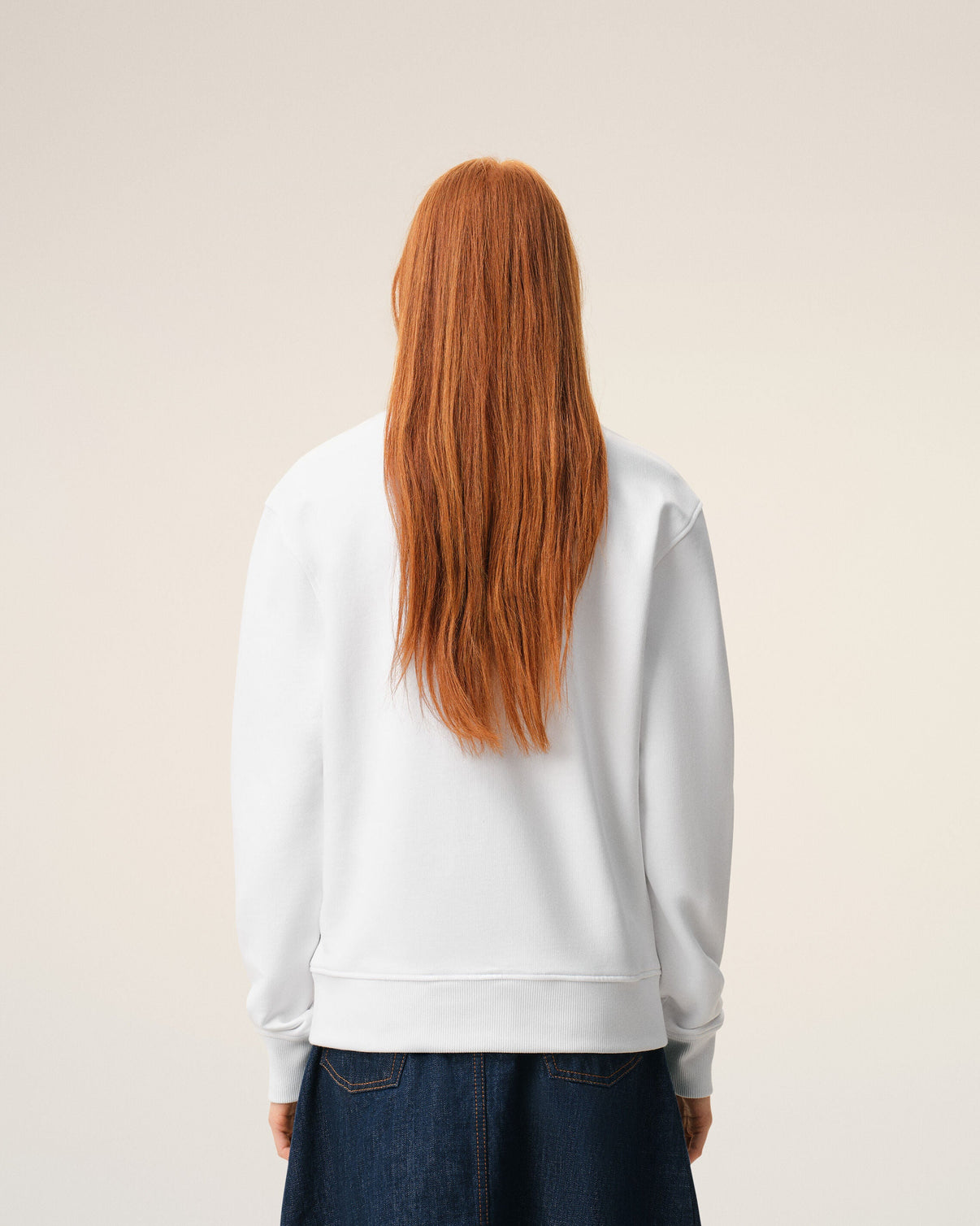 White Cotton Knitted Sweatshirt
