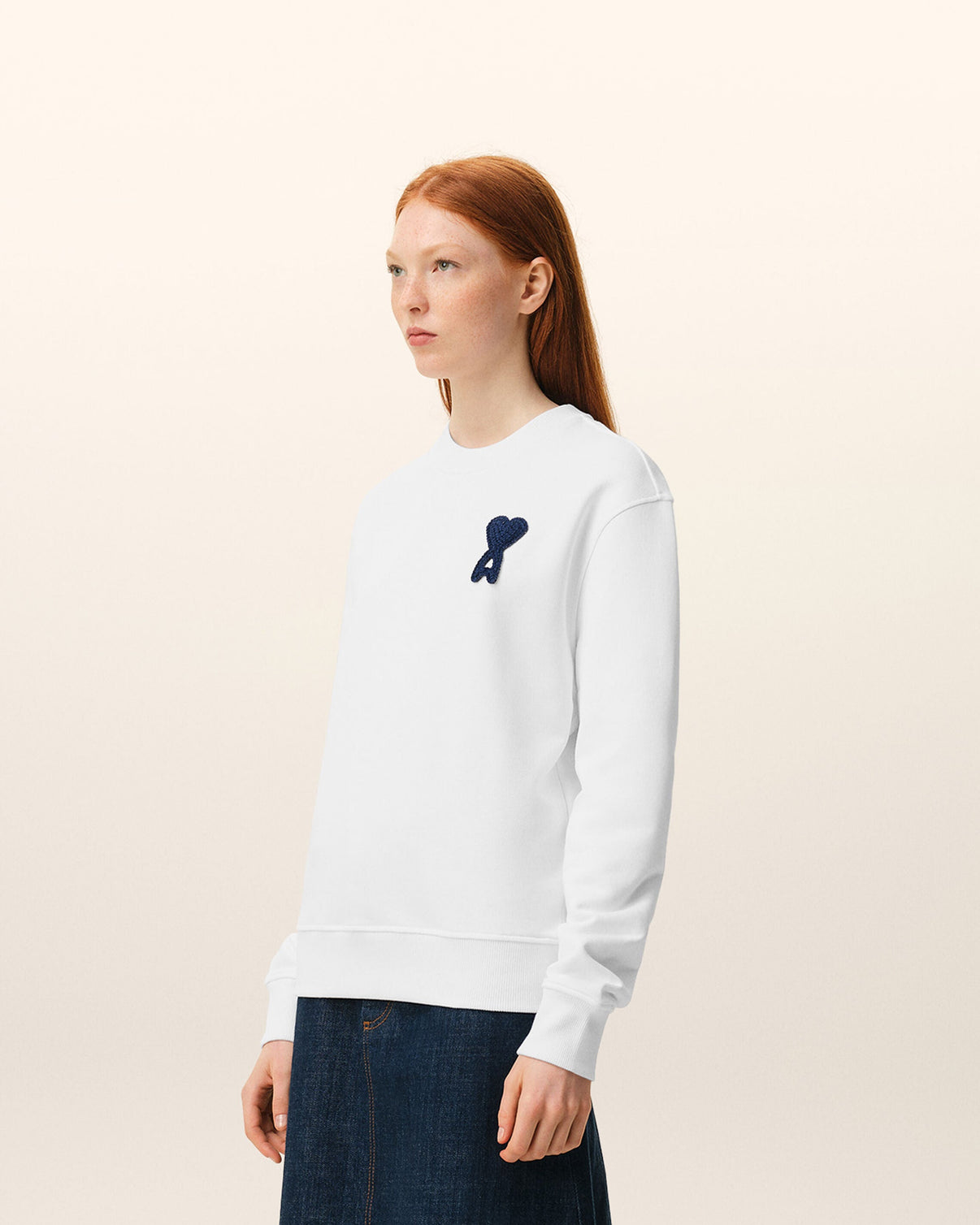 White Cotton Knitted Sweatshirt