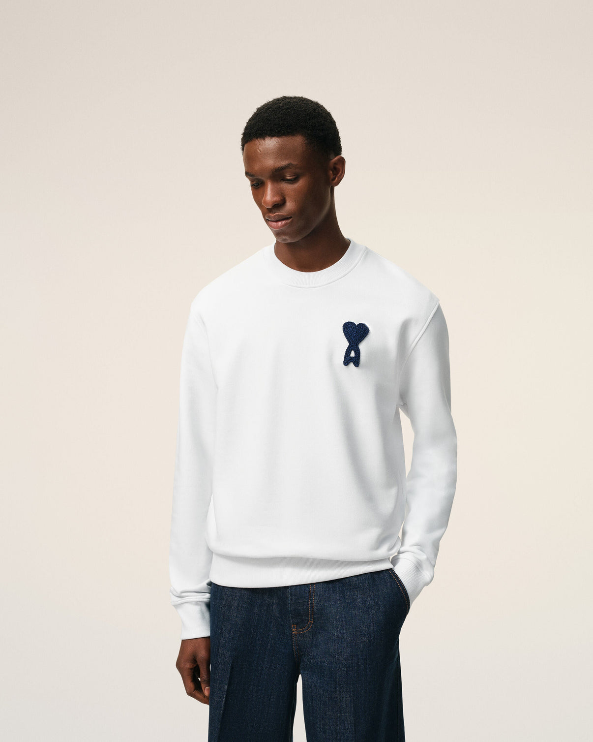 White Cotton Knitted Sweatshirt