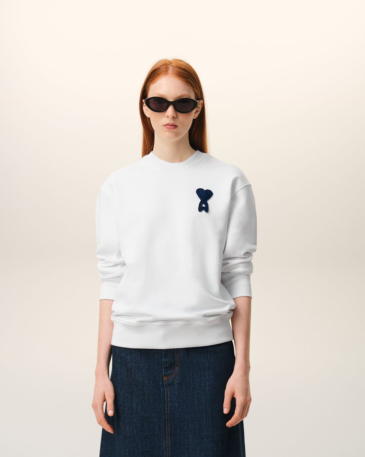 White Cotton Knitted Sweatshirt
