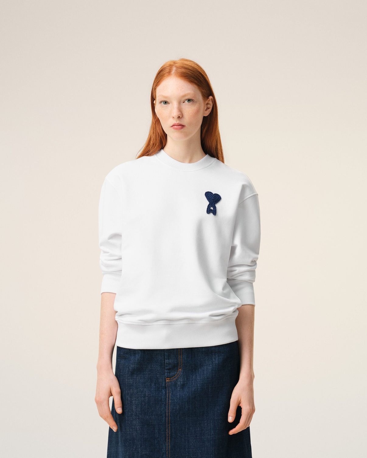 White Cotton Knitted Sweatshirt