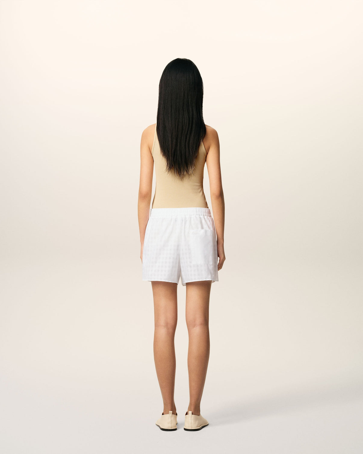 White Cotton Large Fit Shorts