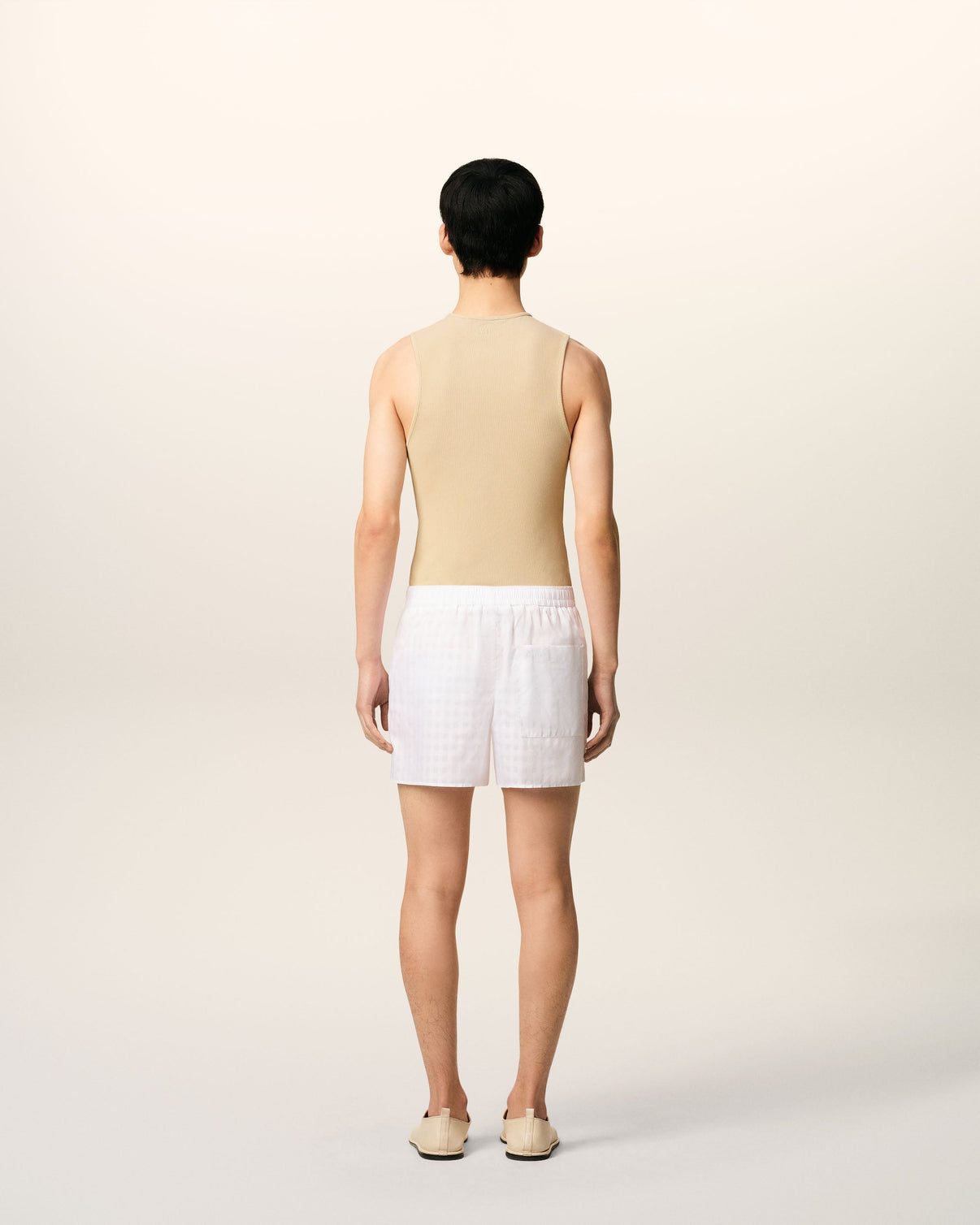 White Cotton Large Fit Shorts