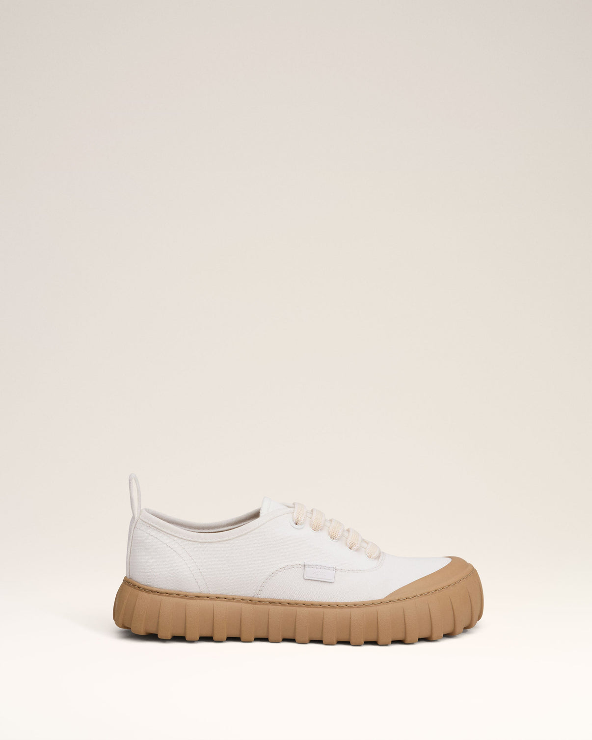 White Cotton Low Top Tempo Canvas Sneakers