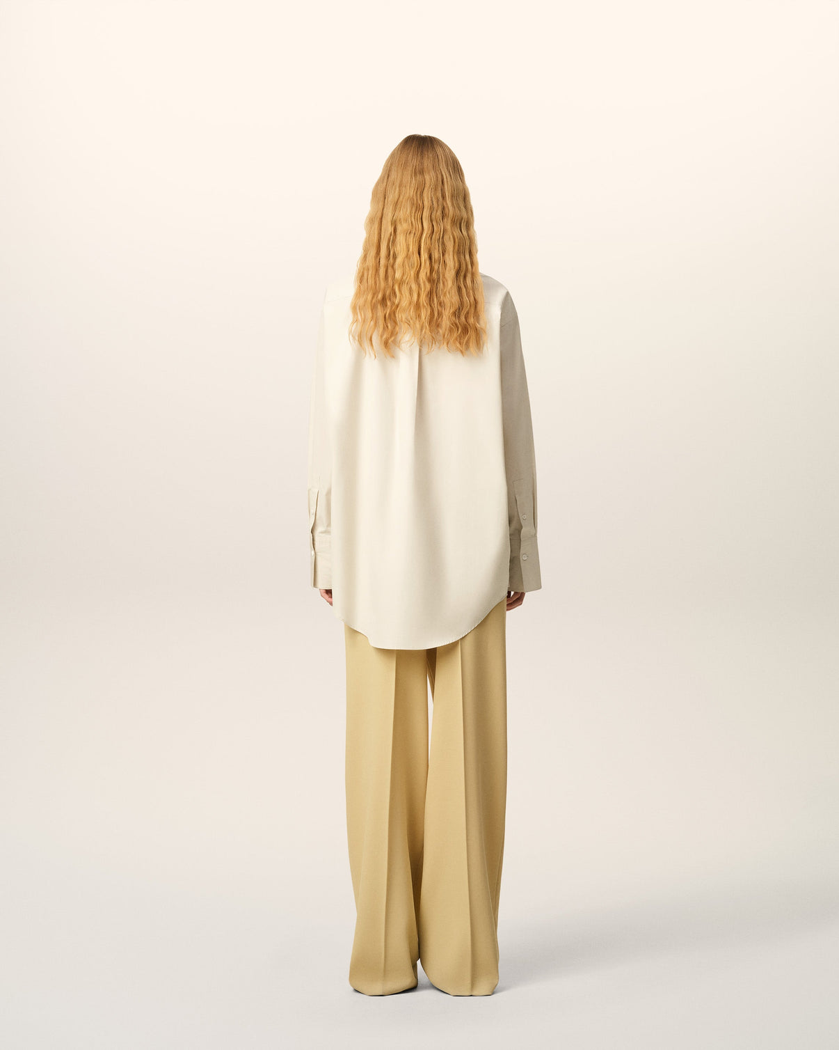White Cotton Raw Edged Stitching Oversized Shirt