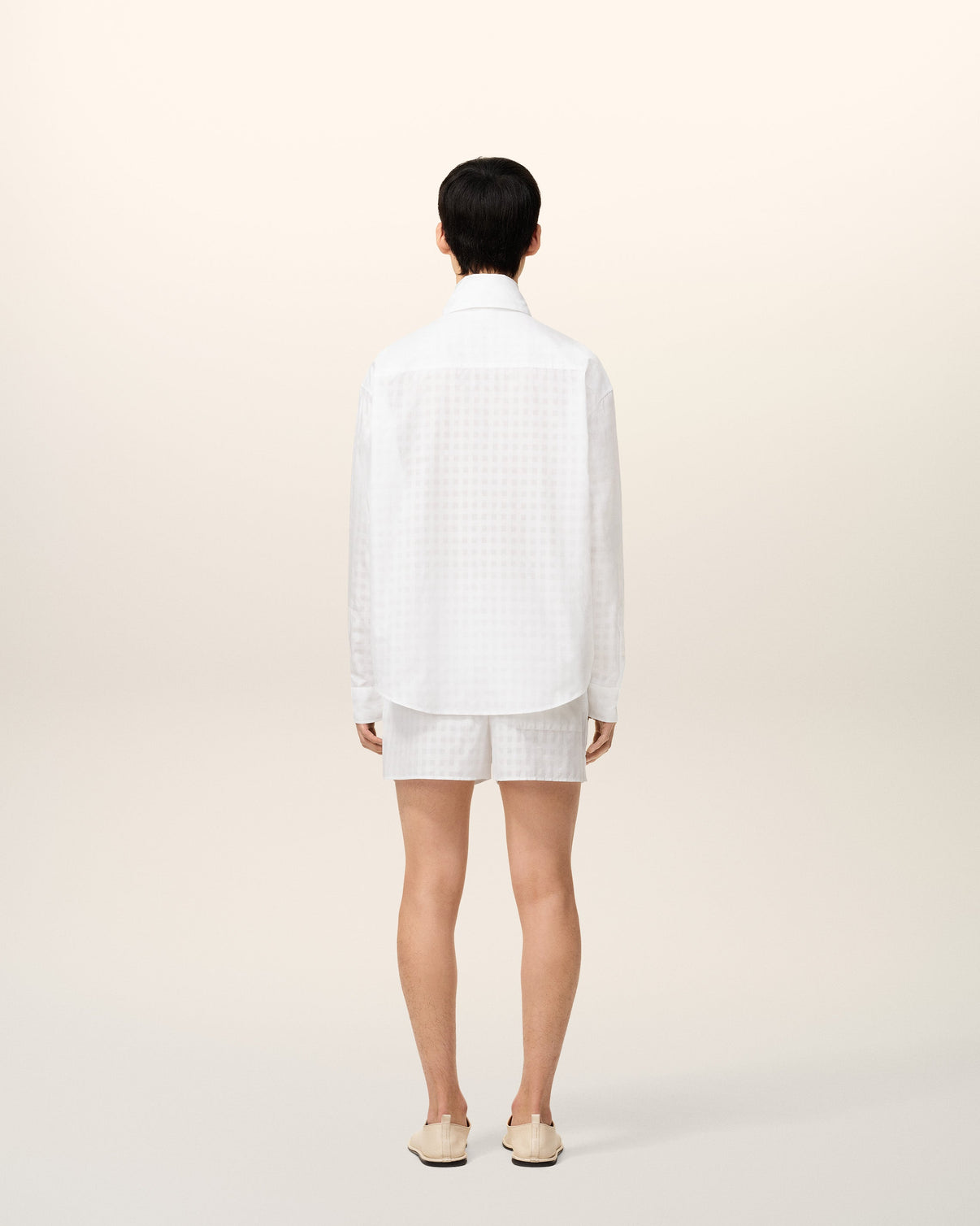 White Cotton Scarf Collar Shirt