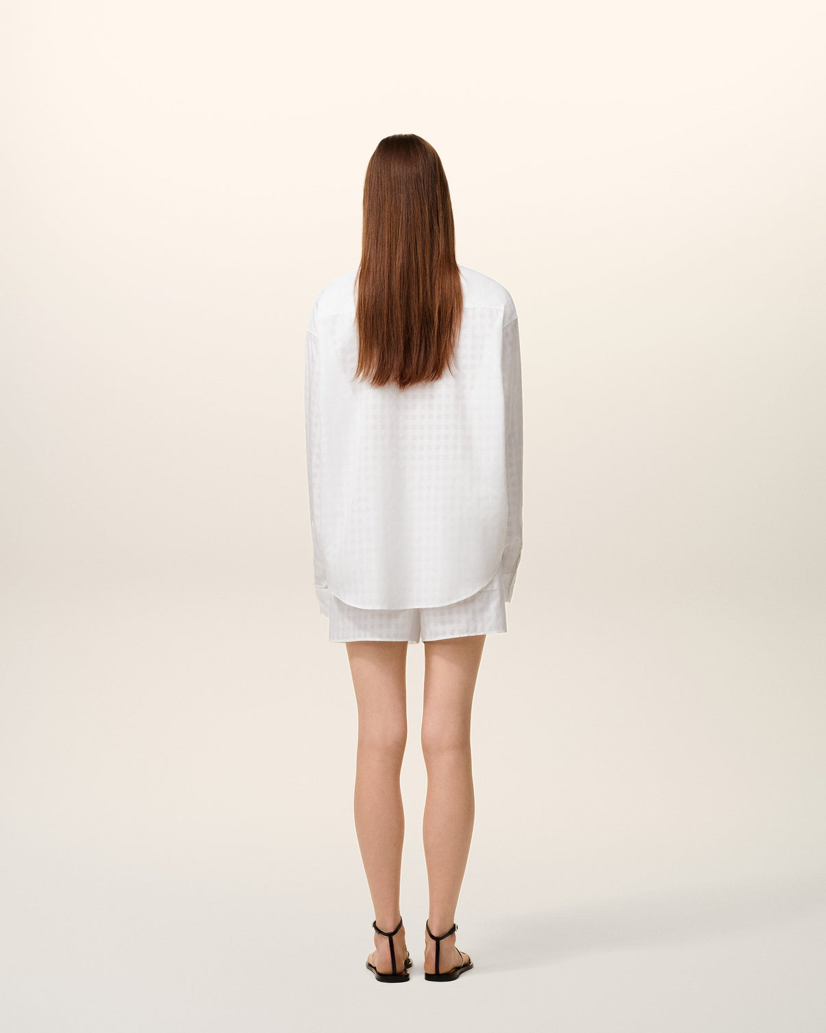 White Cotton Scarf Collar Shirt