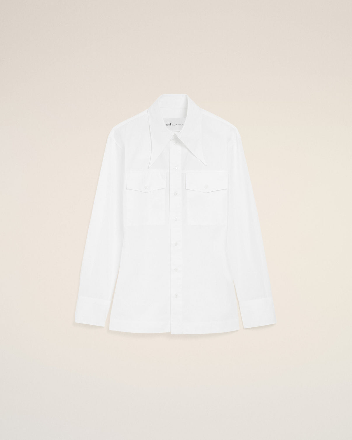 White Cotton Sharp Collar Fitted Shirt