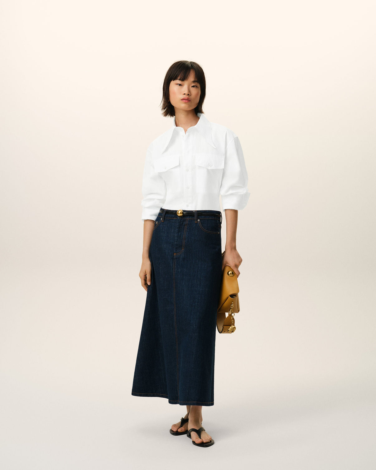 White Cotton Sharp Collar Fitted Shirt