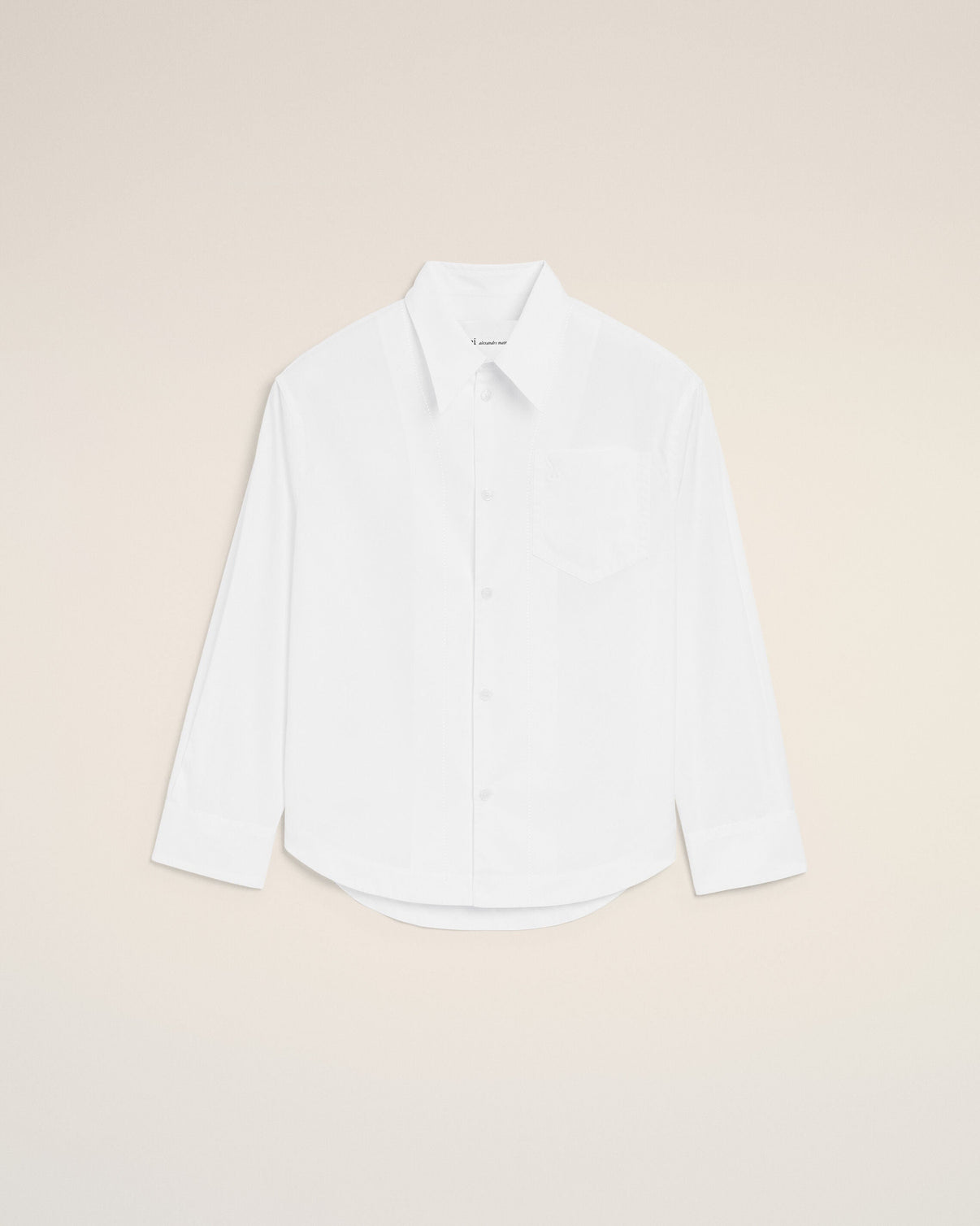 White Cotton Sharp Collar Wide Shirt