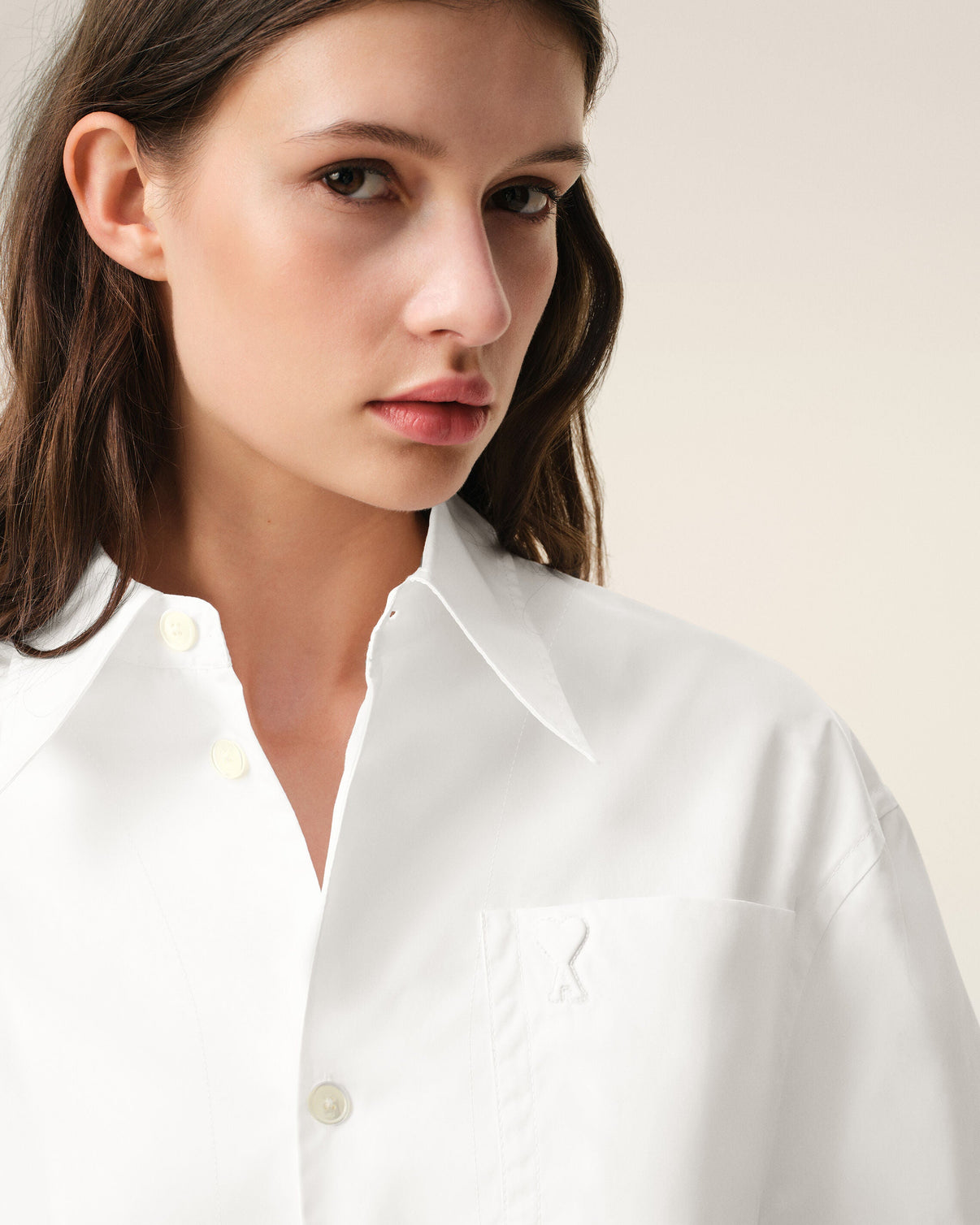 White Cotton Sharp Collar Wide Shirt