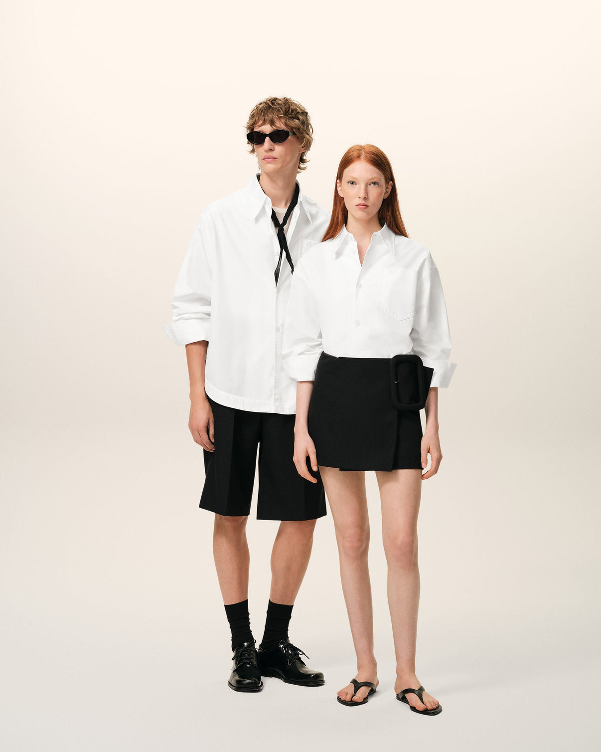 White Cotton Sharp Collar Wide Shirt