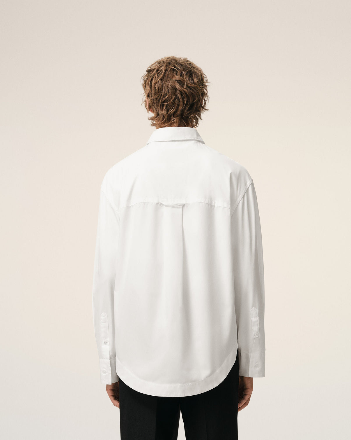 White Cotton Sharp Collar Wide Shirt
