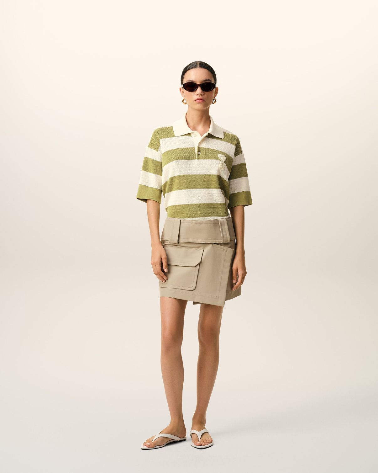 White Cotton Short Sleeves Polo