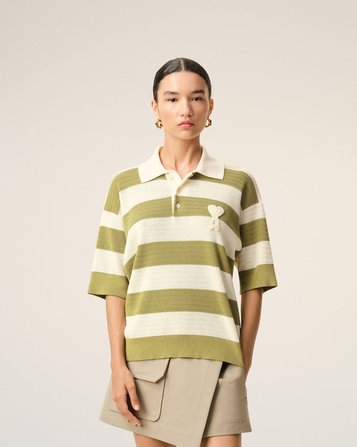White Cotton Short Sleeves Polo