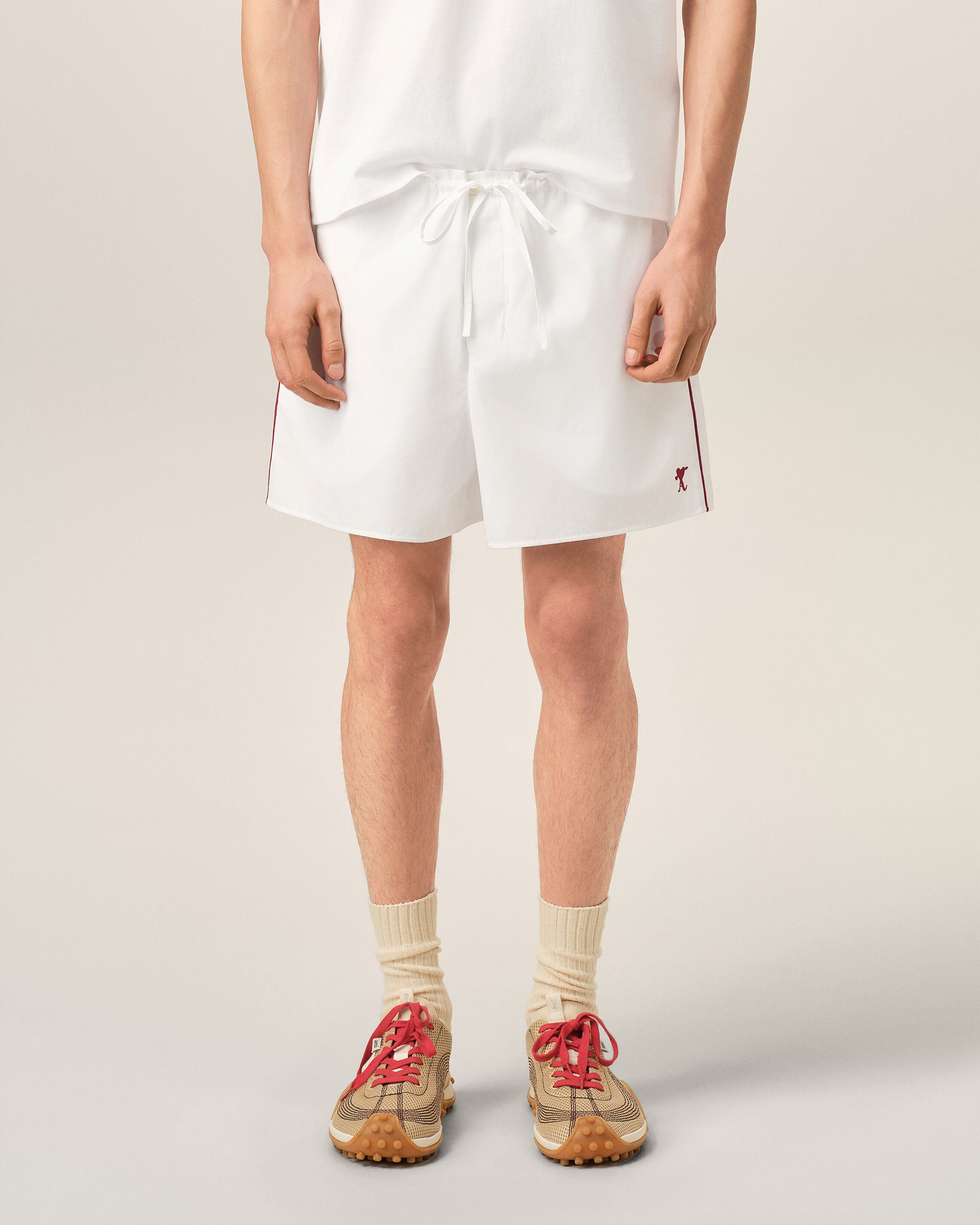 White cotton shorts with heart arrow