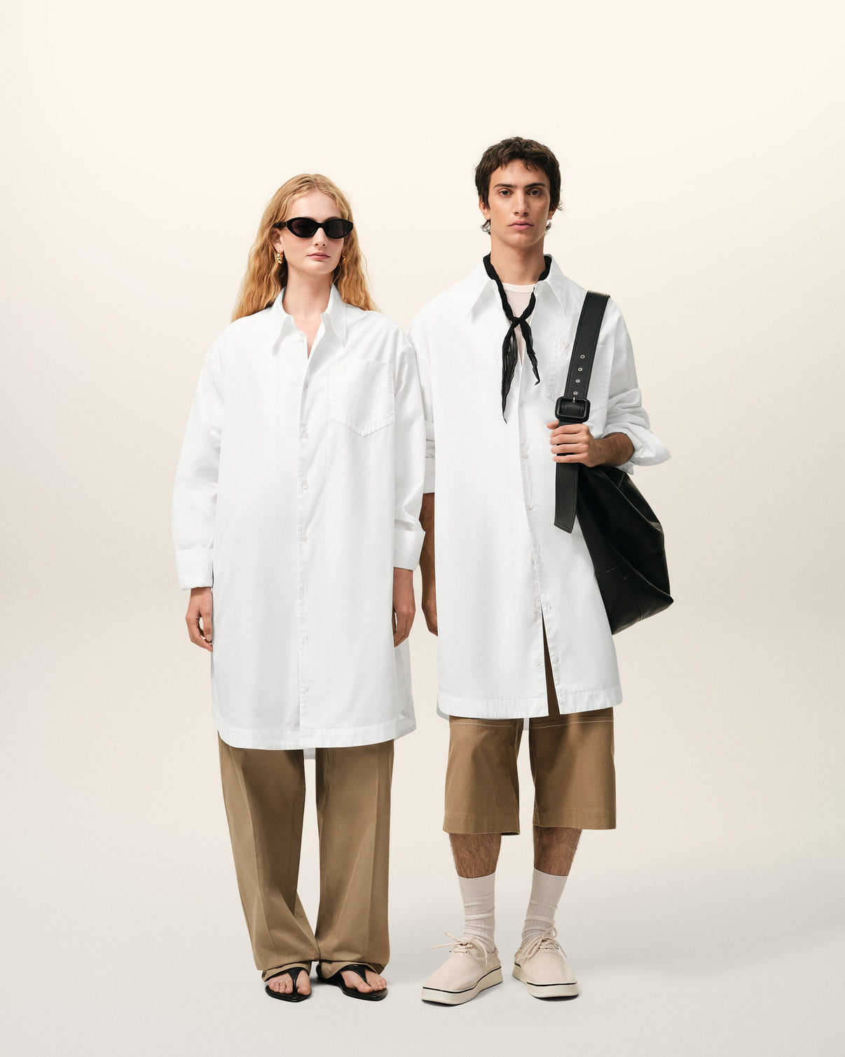 White Cotton Wide Shirt Dress