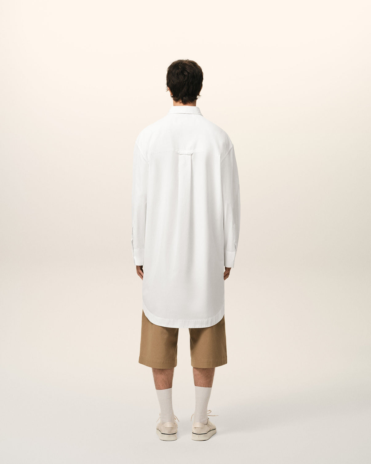 White Cotton Wide Shirt Dress