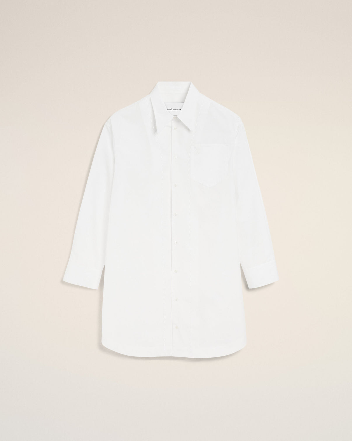 White Cotton Wide Shirt Dress