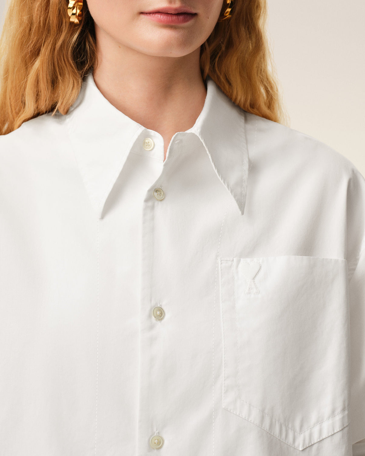 White Cotton Wide Shirt Dress