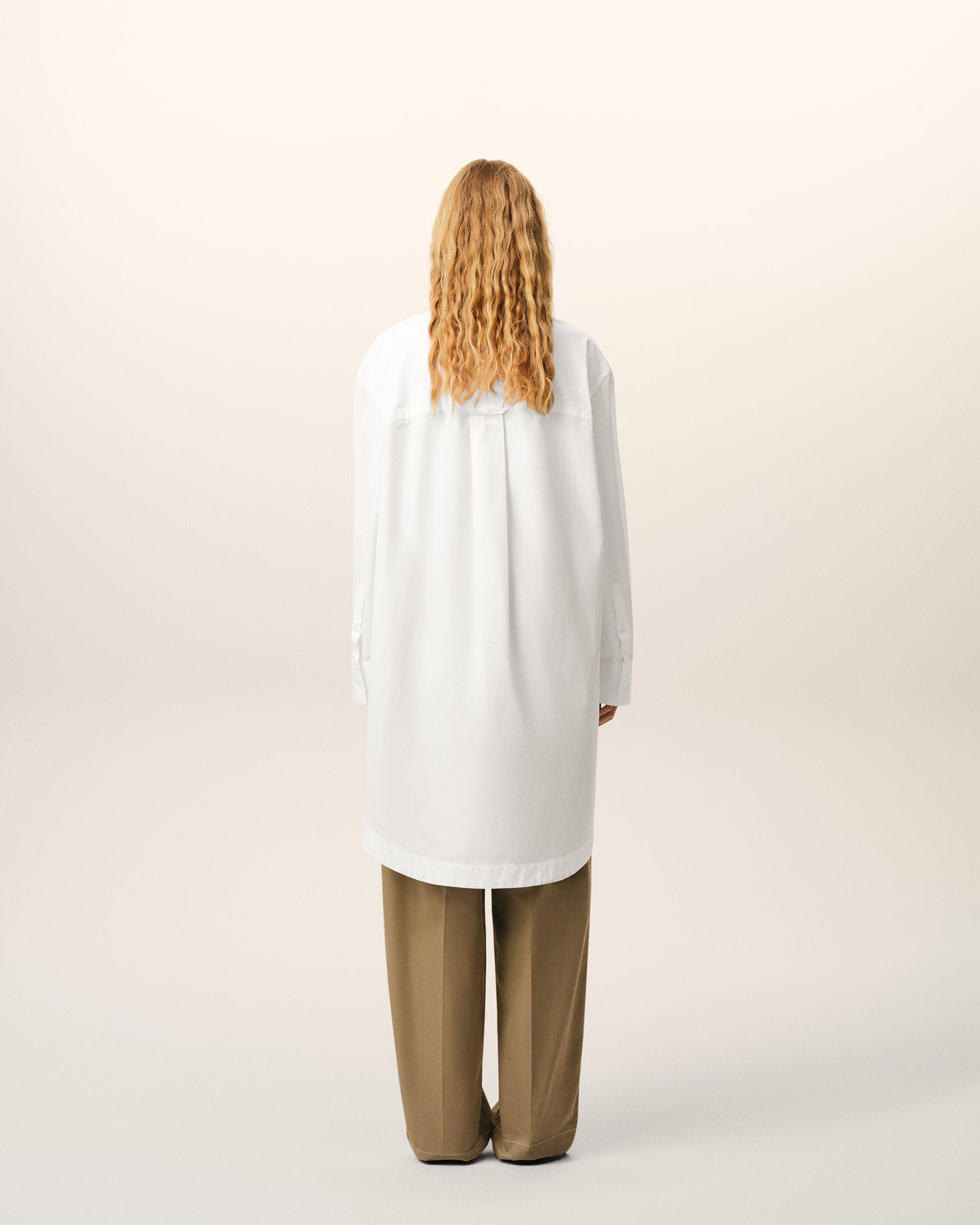 White Cotton Wide Shirt Dress