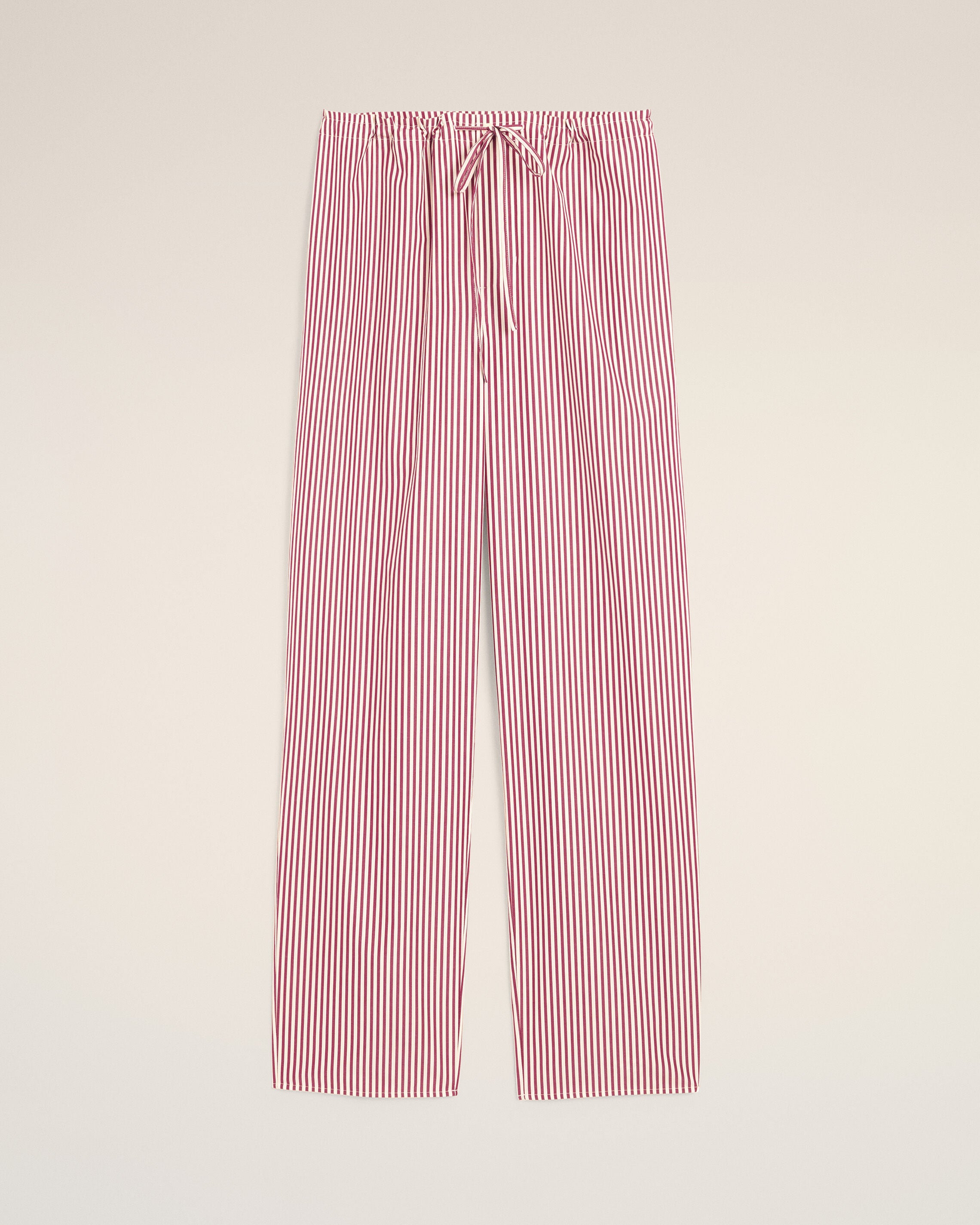 White elasticated-waist striped cotton trousers