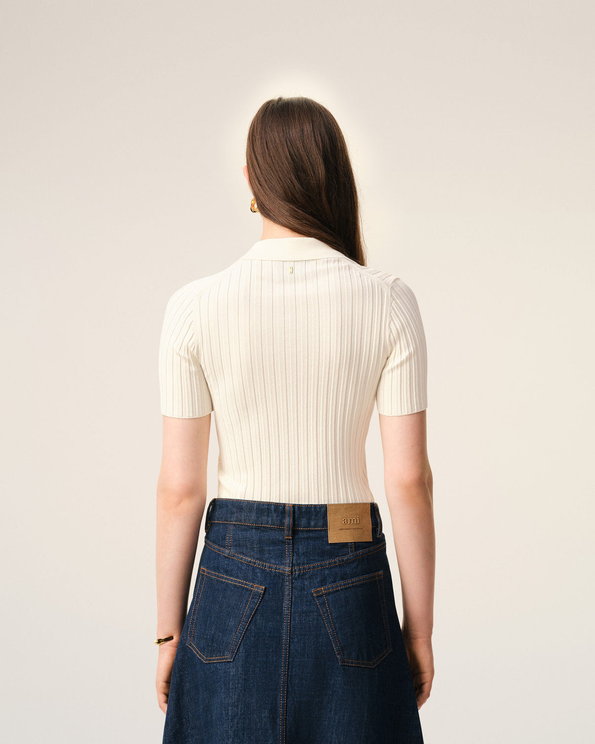 White Knit Short Sleeves Polo