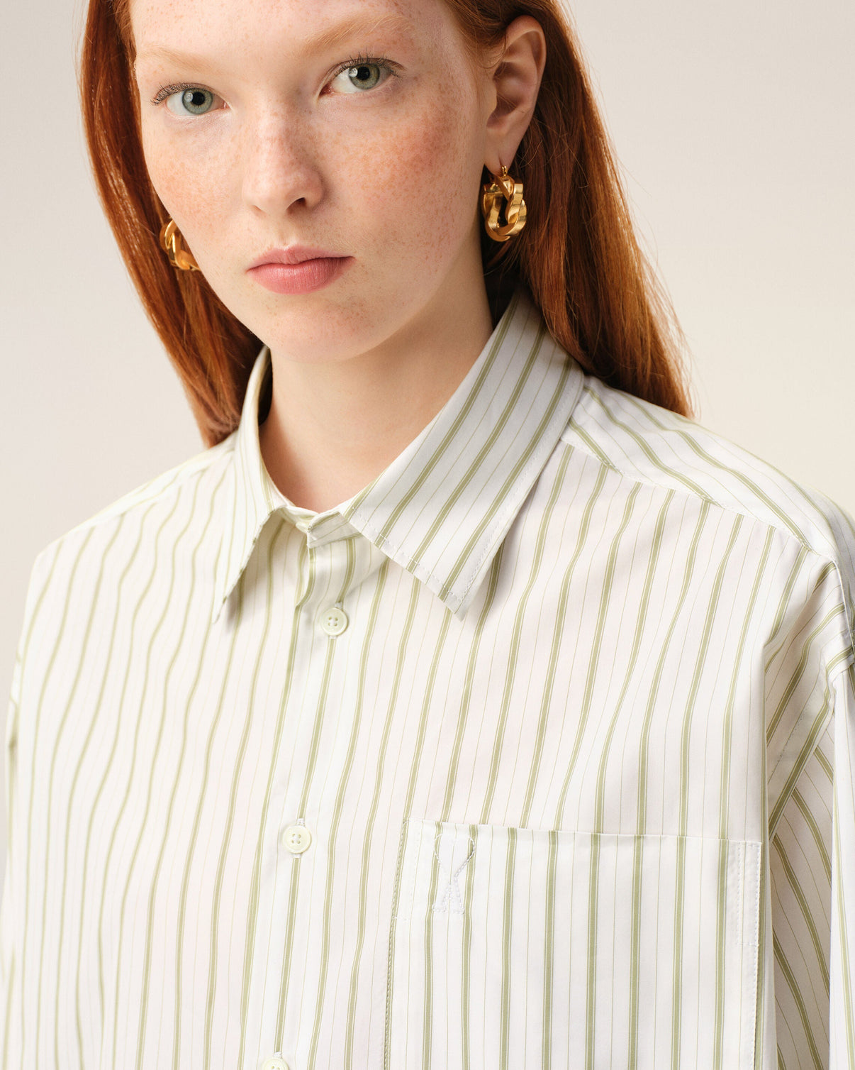 White Striped Cotton Boxy Shirt