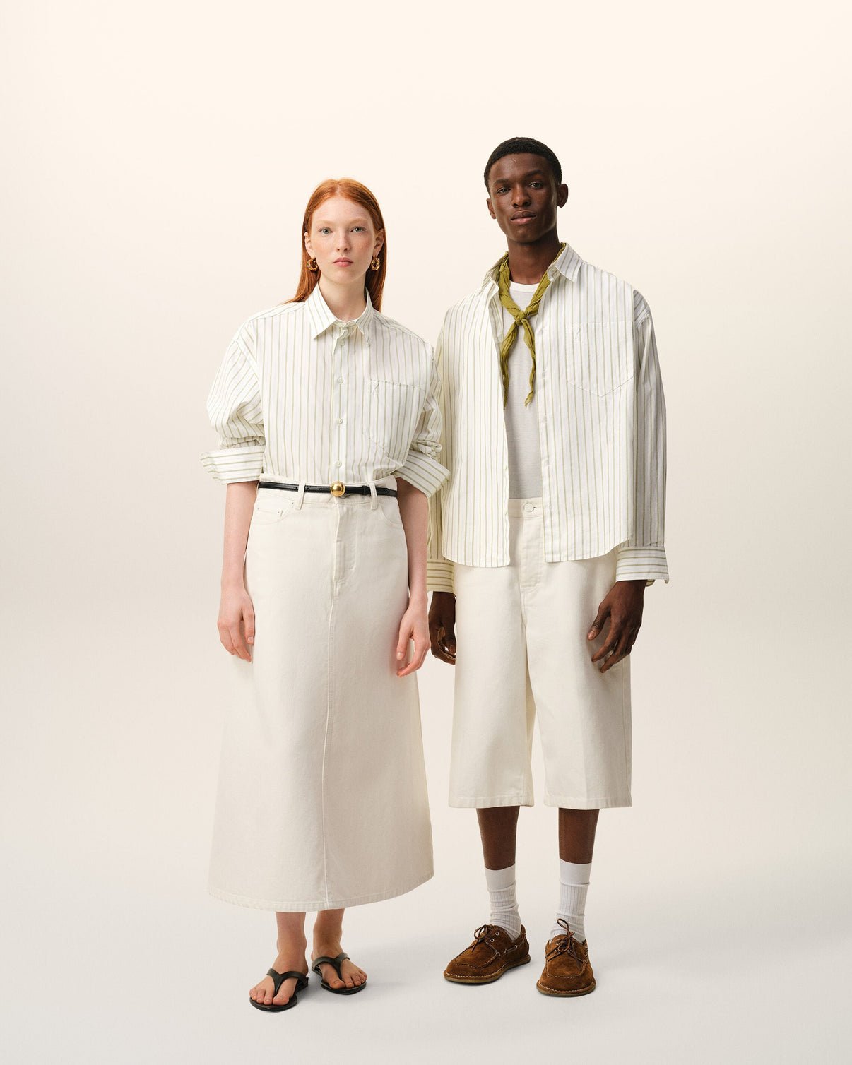 White Striped Cotton Boxy Shirt