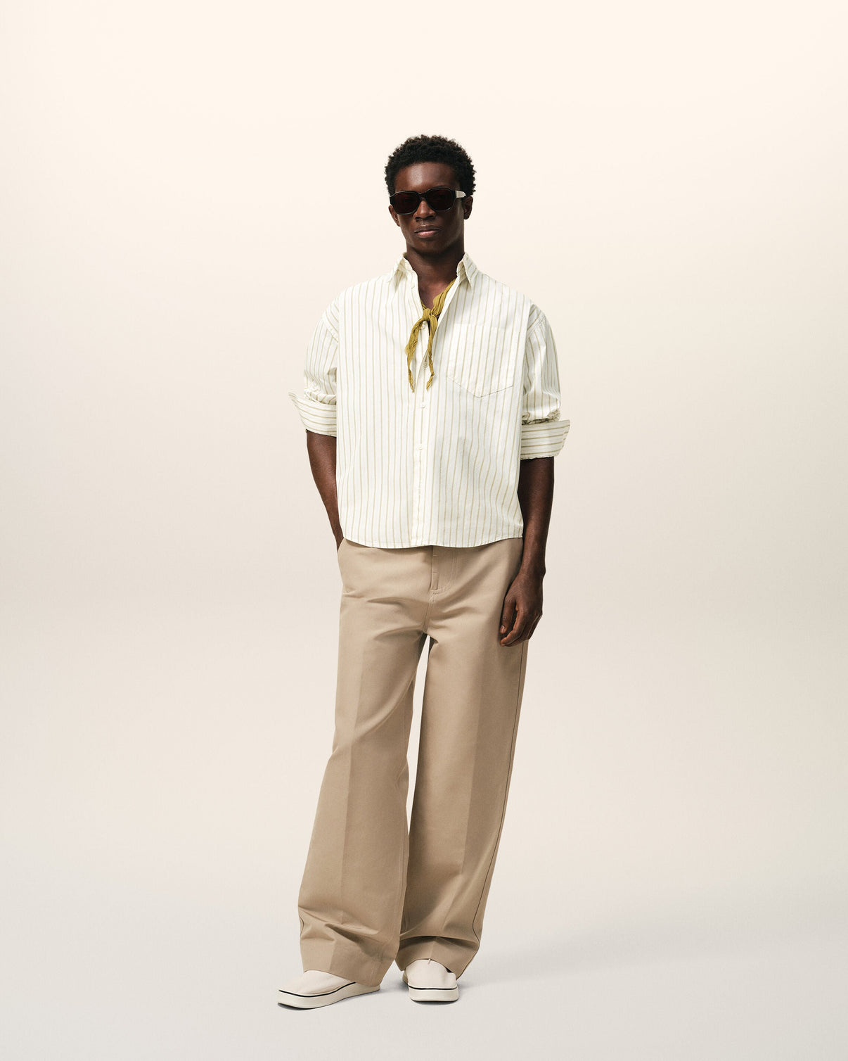 White Striped Cotton Boxy Shirt