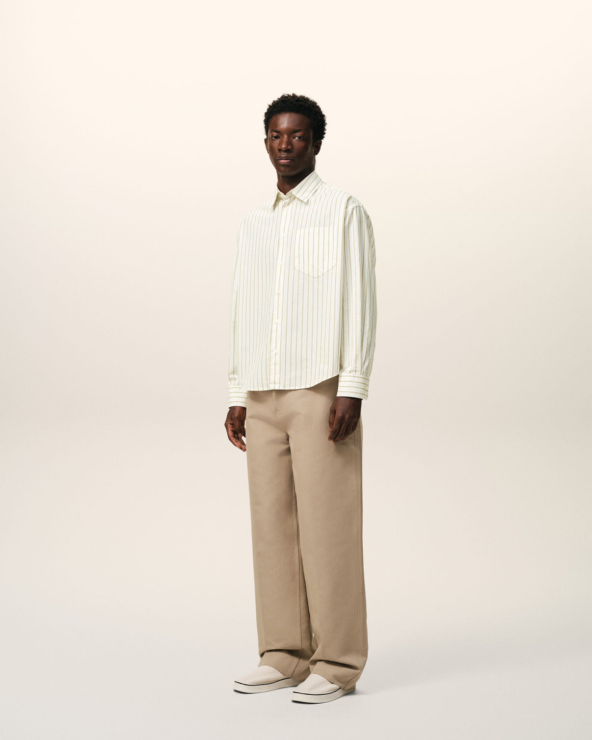 White Striped Cotton Boxy Shirt