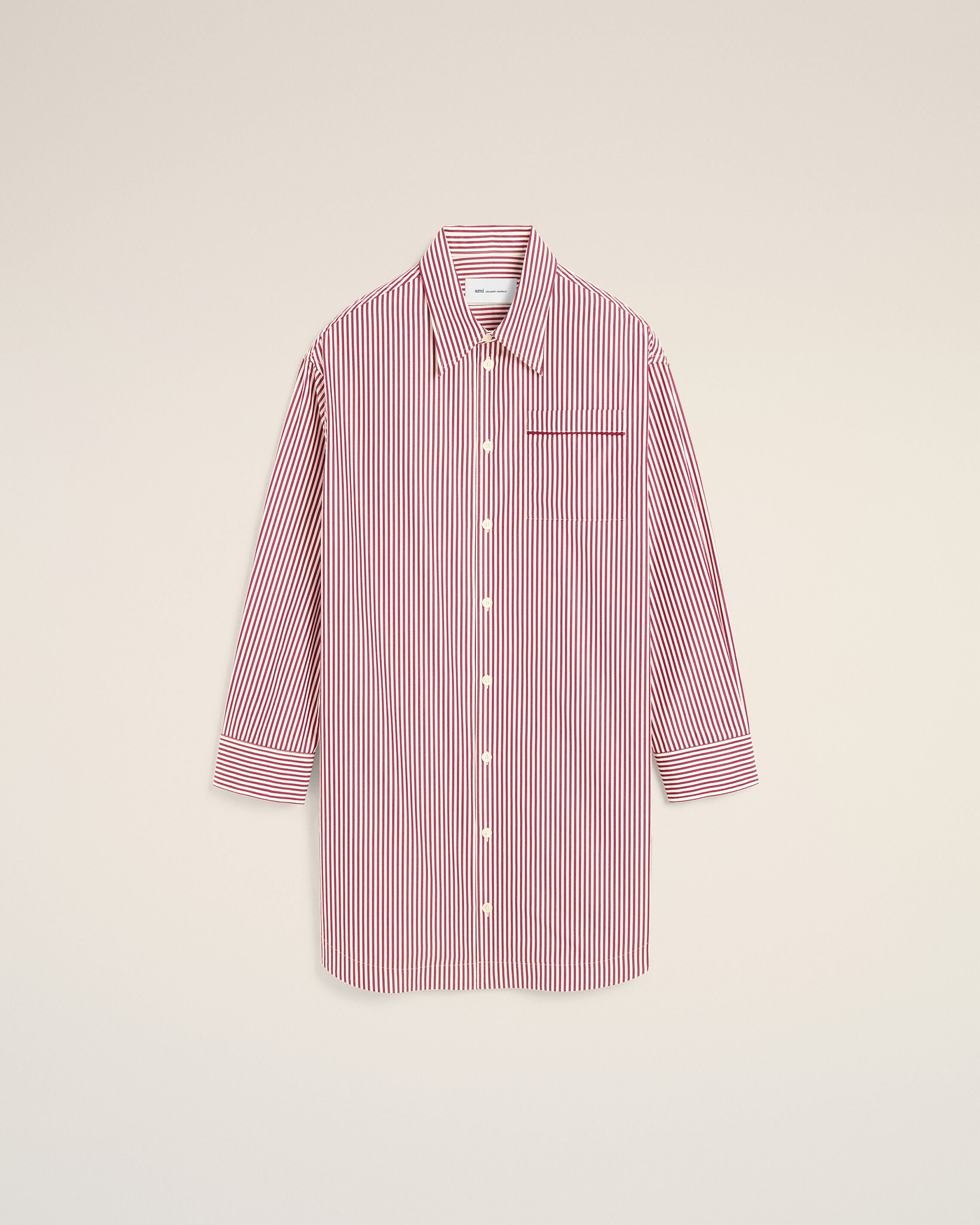 White striped cotton shirt dress with heart arrow