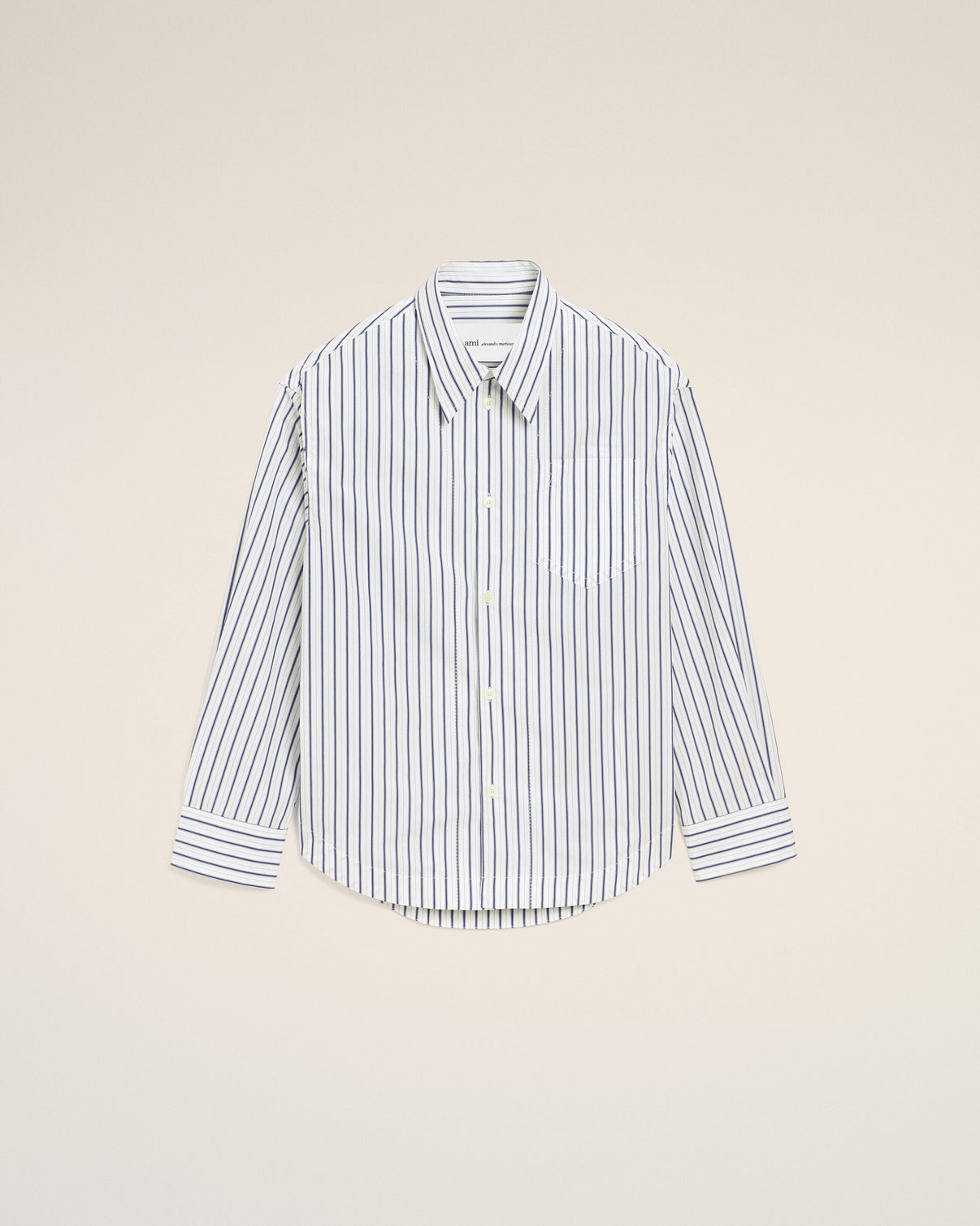 White Striped Cotton Wide Shirt