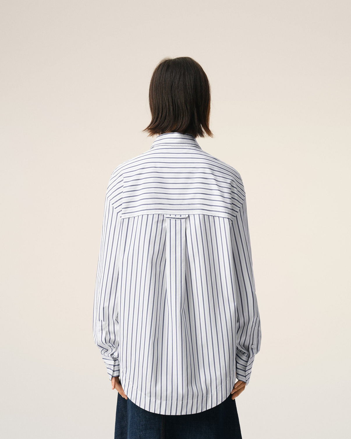 White Striped Cotton Wide Shirt