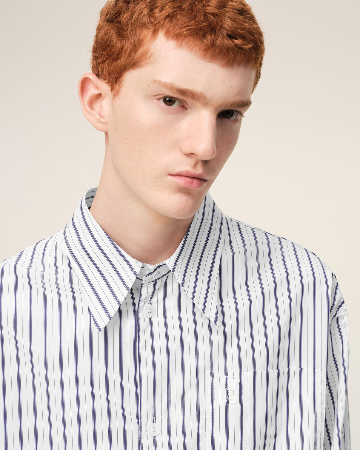 White Striped Cotton Wide Shirt