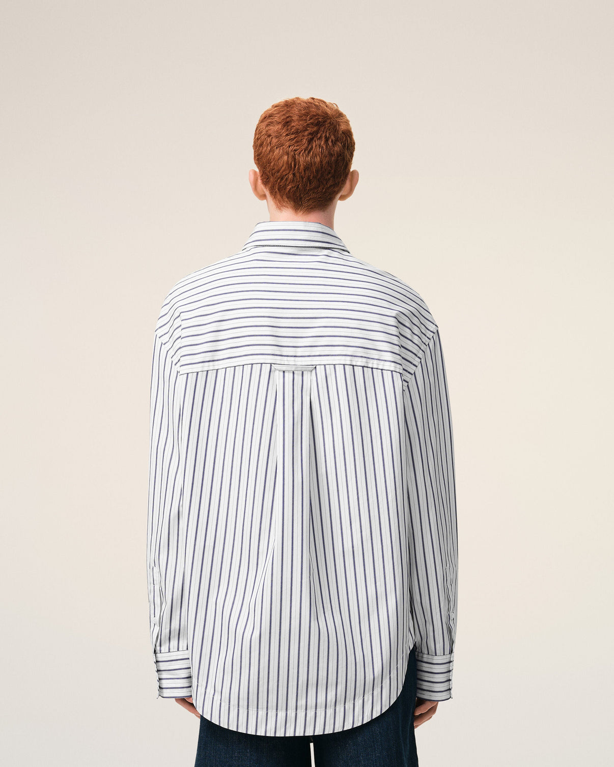 White Striped Cotton Wide Shirt