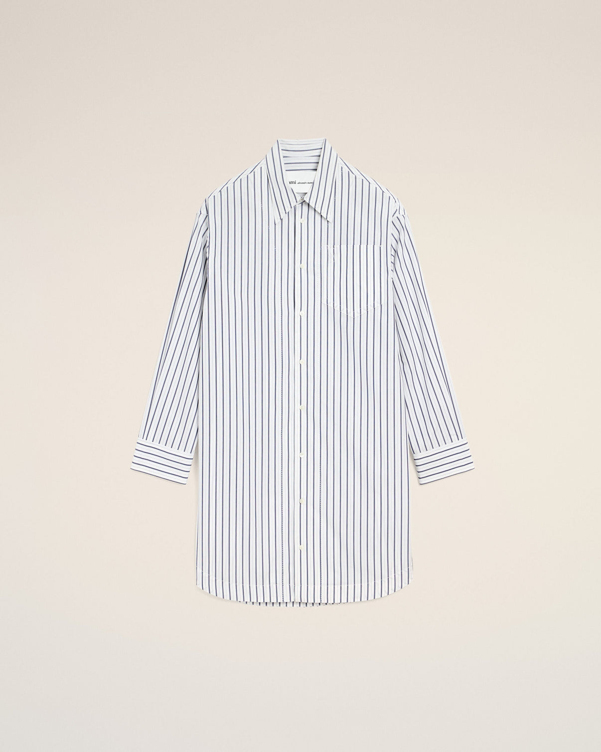 White Striped Cotton Wide Shirt Dress